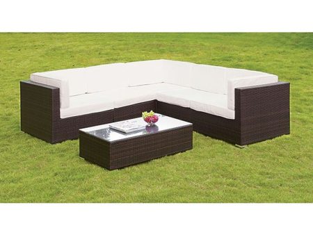 Zendaya White Espresso Patio Sectional w  Coffee Table Online